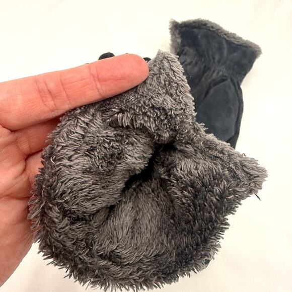 ARIS Genuine Leather Gloves Black Faux Fur Lined Women’s Medium - Picture 3 of 9